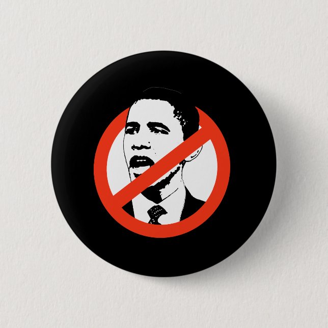 NO OBAMA 6 CM ROUND BADGE (Front)