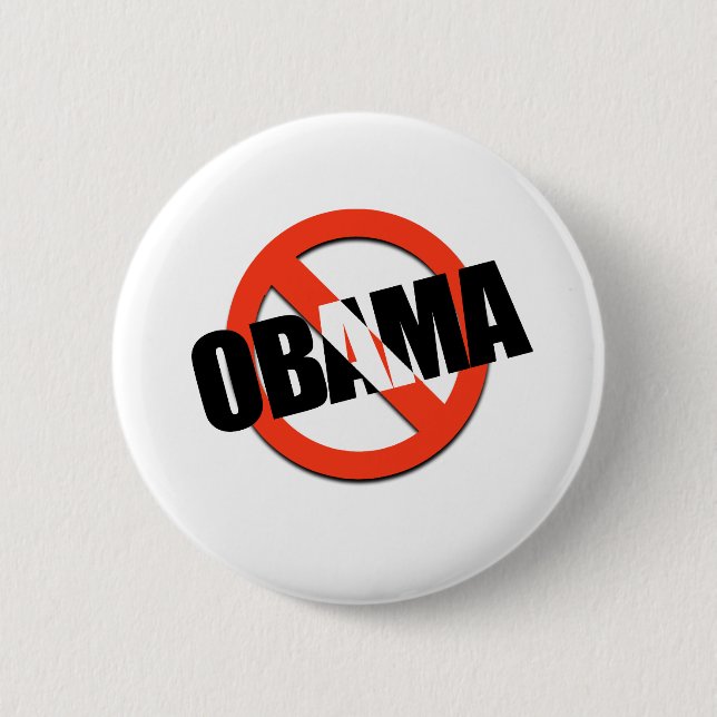 NO OBAMA 6 CM ROUND BADGE (Front)