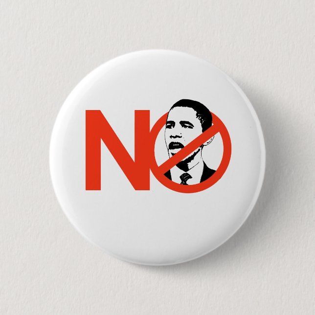 NO OBAMA / ANTI-OBAMA 6 CM ROUND BADGE (Front)