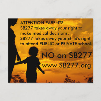 NO on SB277 postcard