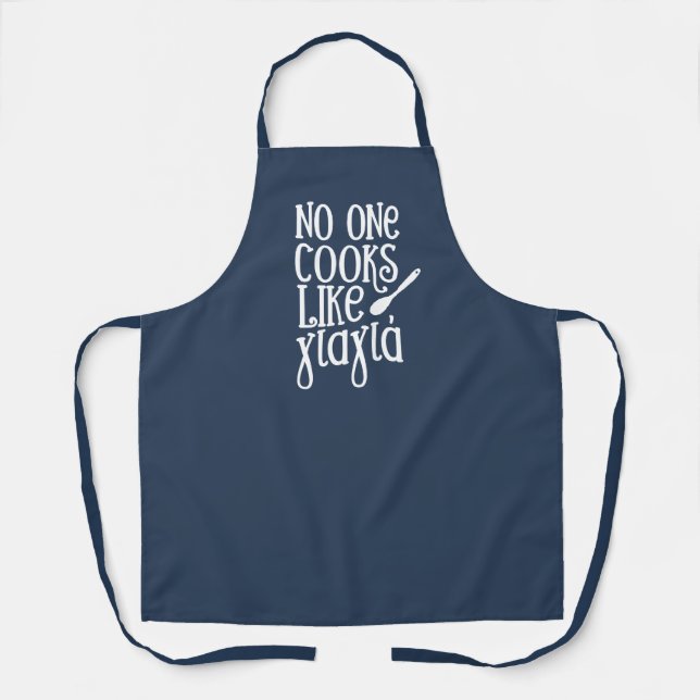 No one cooks like Yiayia Greek grandmother navy Apron (Front)