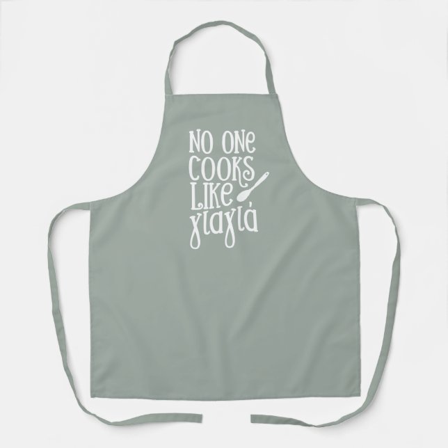 No one cooks like Yiayia Greek grandmother sage Apron (Front)