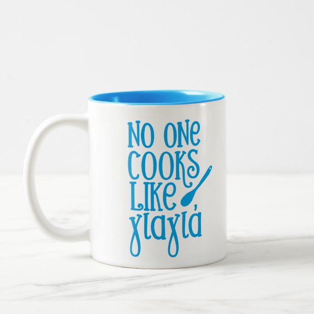 No one cooks like yiayia Greek grandmother Two-Tone Coffee Mug (Left)