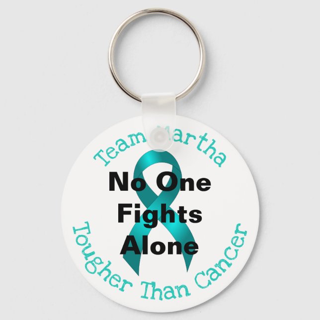 No One Fights Alone - Ovarian Cancer Key Ring (Front)