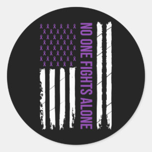 No one Fligt Alone Purple Ribbon Alzheimer's Aware Classic Round Sticker