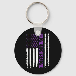 No one Fligt Alone Purple Ribbon Alzheimer's Aware Key Ring
