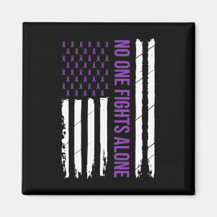 No one Fligt Alone Purple Ribbon Alzheimer's Aware Magnet