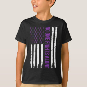 No one Fligt Alone Purple Ribbon Alzheimer's Aware T-Shirt