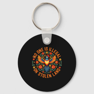 No One Is Illegal On Stolen Land Native American M Key Ring