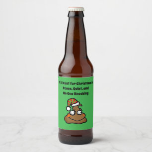 No One Knocking Funny Christmas Toilet Humour Beer Bottle Label