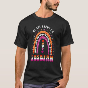 No One Knows Im Lesbian Boho Rainbow T-Shirt