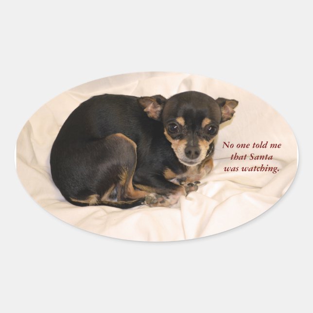 No one told me that Santa  was watching. Oval Sticker (Front)