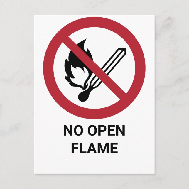 No Open Flame, Prohibition Sign Postcard (Front)