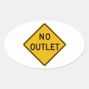 No Outlet, Traffic Warning Sign, USA Oval Sticker
