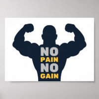 No Pain No Gain Bodybuilder Gym Motivational Quote