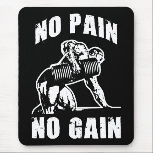NO PAIN NO GAIN. Bodybuilding Workout Motivational Mouse Mat