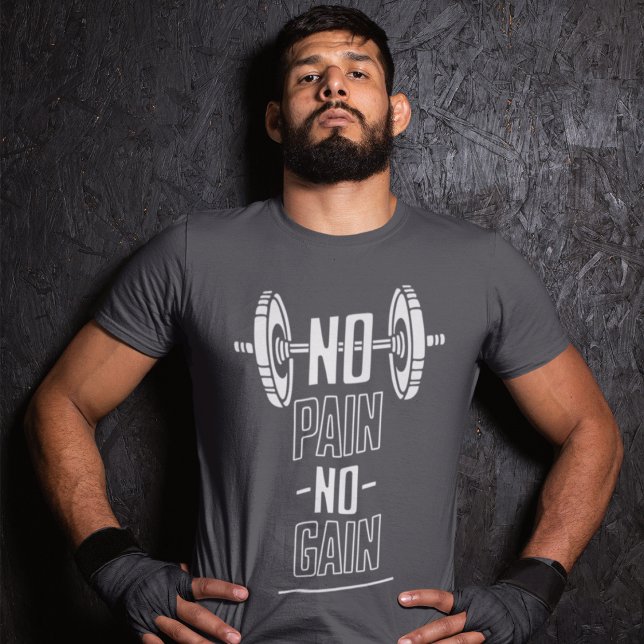 No Pain No Gain Dumbbell Motivation T-Shirt (Creator Uploaded)