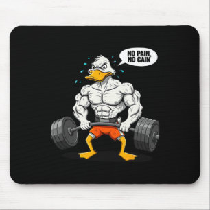 No Pain No Gain Funny Duck Weightlifter Joke Gym M Mouse Mat