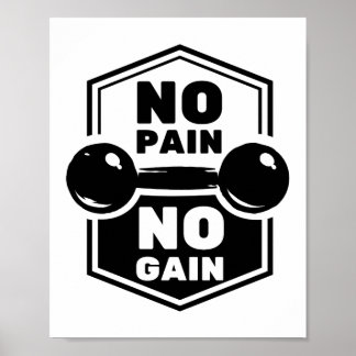 No Pain No Gain | Gym Fitness Motivational Quote Poster