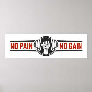 No Pain No Gain | Gym Fitness Motivational Quote Poster