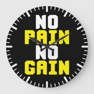 No Pain, No Gain - Gym Workout Motivational Large Clock