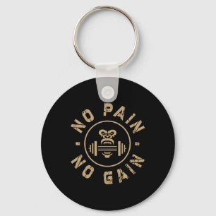 No Pain No Gain Motivational Bodybuilding Gym Work Key Ring