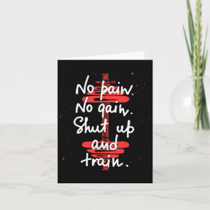No Pain No Gain Motivational Gym Humour Tee Weight Card