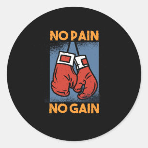 No Pain No Gain Weighlifter Pre-workout Motivation Classic Round Sticker