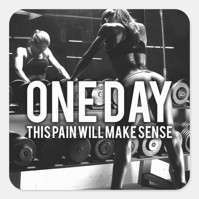No PAIN No Gain - Women's Workout Motivational Square Sticker (Front)