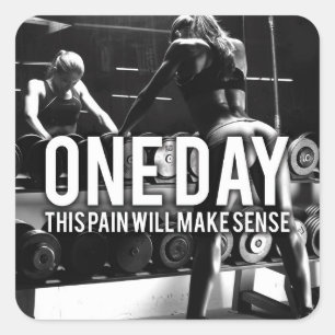 No PAIN No Gain - Women's Workout Motivational Square Sticker