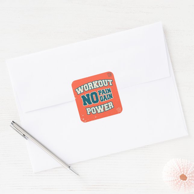 No Pain No Gain Workout Power Square Sticker (Creator Uploaded)