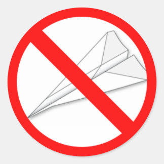 No Paper Airplanes Classic Round Sticker