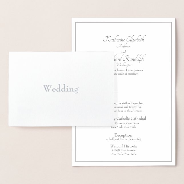 No Parents Formal Silver Foil Wedding  Foil Card (Display)