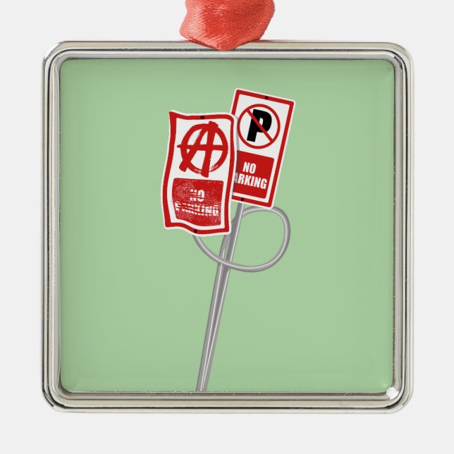 No parking anarchy sign metal tree decoration (Front)