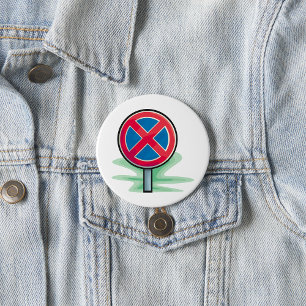 No Parking Road Sign Red Blue Traffic Symbol 7.5 Cm Round Badge