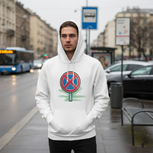 No Parking Road Sign Red Blue Traffic Symbol Hoodie