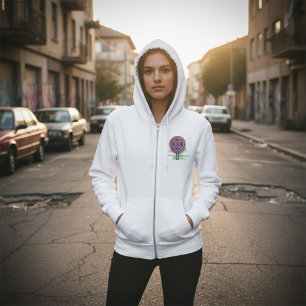 No Parking Road Sign Red Blue Traffic Symbol Hoodie
