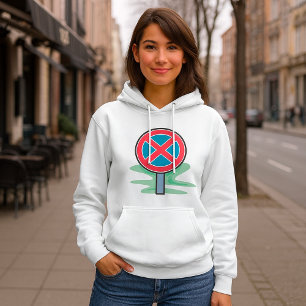 No Parking Road Sign Red Blue Traffic Symbol Hoodie