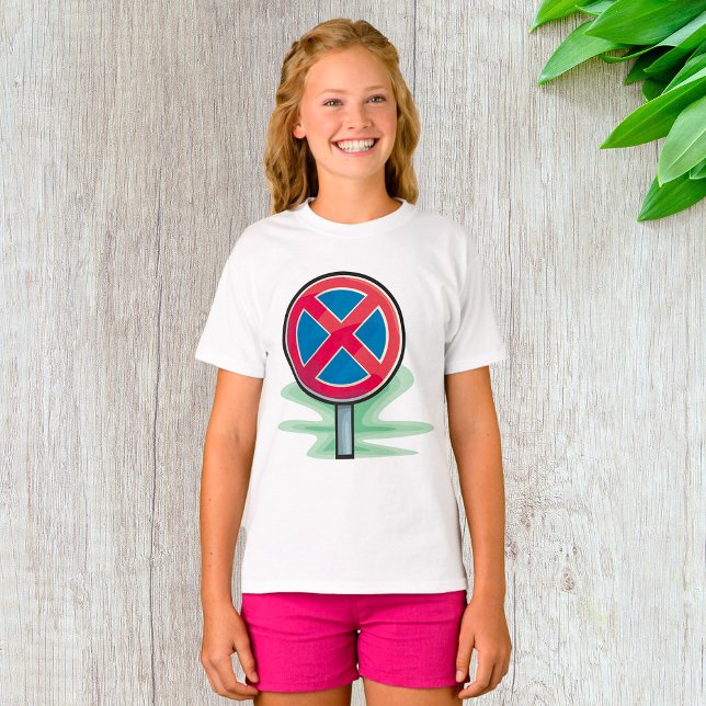 No Parking Road Sign Red Blue Traffic Symbol T-Shirt (Creator Uploaded)