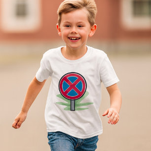 No Parking Road Sign Red Blue Traffic Symbol T-Shirt