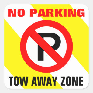No Parking Yellow White Stripes Sign Square Sticker