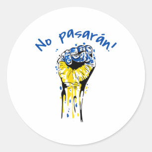 No Pasaran Socialist Spanish Civil War Ukraine  Classic Round Sticker