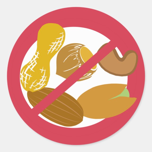 No Peanuts or Nuts Food Allergy Alert Stickers (Front)