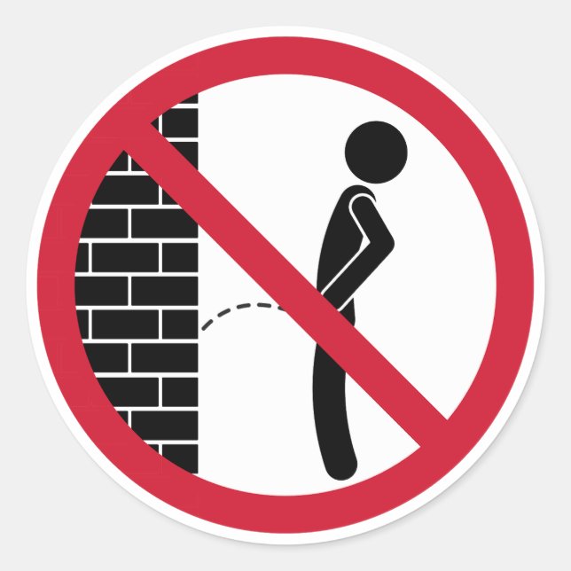 No Peeing Prohibited Sign Classic Round Sticker (Front)