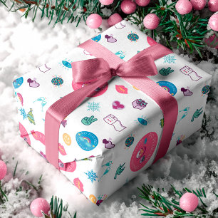 No Peeking & Cheerful Christmas Emoji Pattern Wrapping Paper