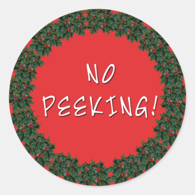 NO PEEKING Christmas Gift Stickers from Scarebaby (Front)