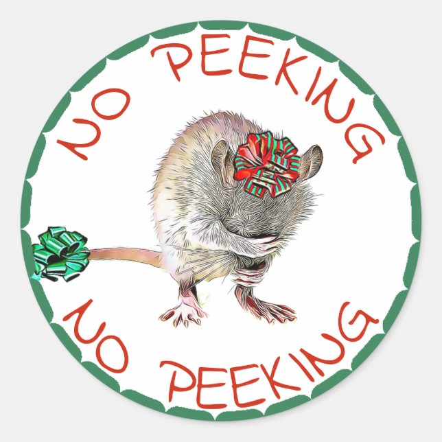 No Peeking, Christmas Mouse, Gift Tag (Front)
