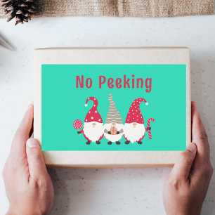 No Peeking Cute Christmas Gnome Gift Label Sticker