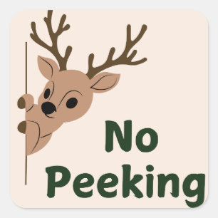No peeking cute reindeer sticker