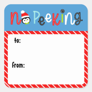 No Peeking Cute Whimsical Kids Christmas Gift Tag
